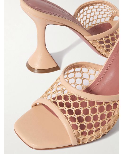 AMINA MUADDI Natural Lupita Fishnet And Leather Mules
