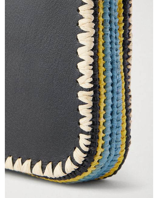 Loewe Black Paula's Ibiza Rio Raffia-Trimmed Leather Shoulder Bag