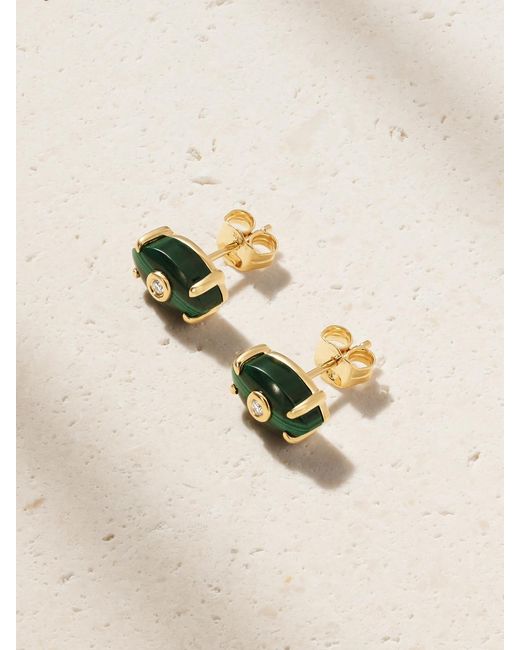 Sydney Evan Natural 14-Karat, Malachite And Diamond Earrings