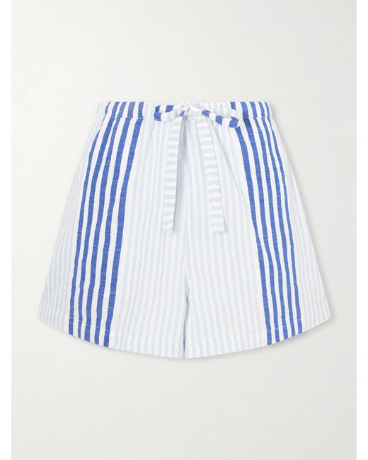 lemlem Women's Blue Safia Striped Cotton Shorts