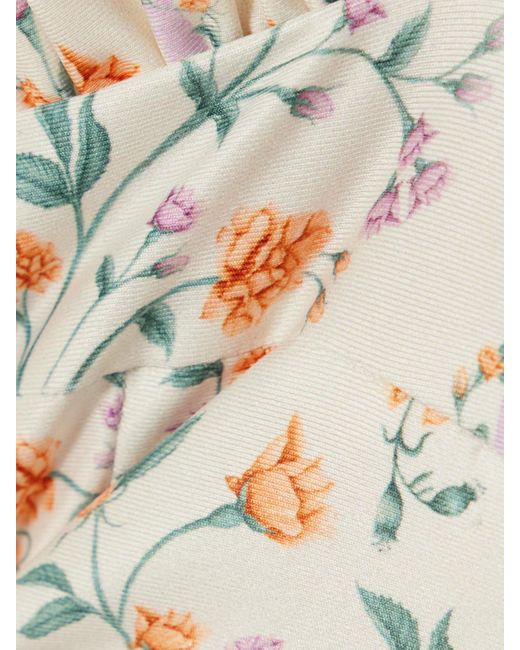 Agua Bendita White Argaz Chinesis Ruffled Floral-Print Recycled Bikini Top