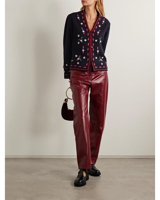 Bode Blue Carroll Appliquéd Wool Felt Jacket