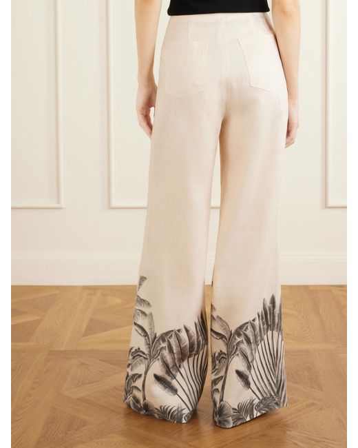 ANDRES OTALORA White Voz De Calma Printed Linen Wide-Leg Pants