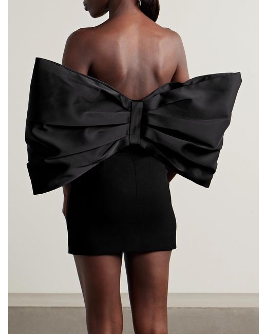 Monot Black Strapless Bow-Embellished Charmeuse And Cady Mini Dress