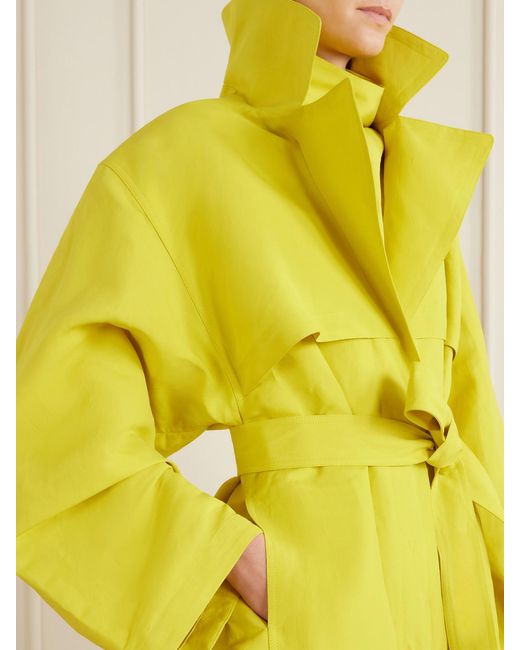 Alaïa Yellow Belted Paper-Blend Trench Coat