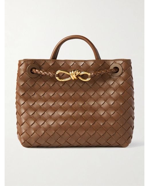 Bottega Veneta Brown Andiamo Small Intrecciato Leather Tote