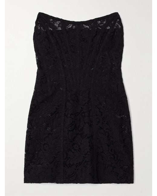 Dolce & Gabbana Black Minikleid Aus Spitze Aus Einer Baumwollmischung