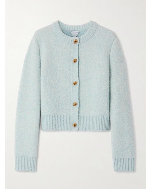 Bottega Veneta Blue Wool-Blend Bouclé Cardigan