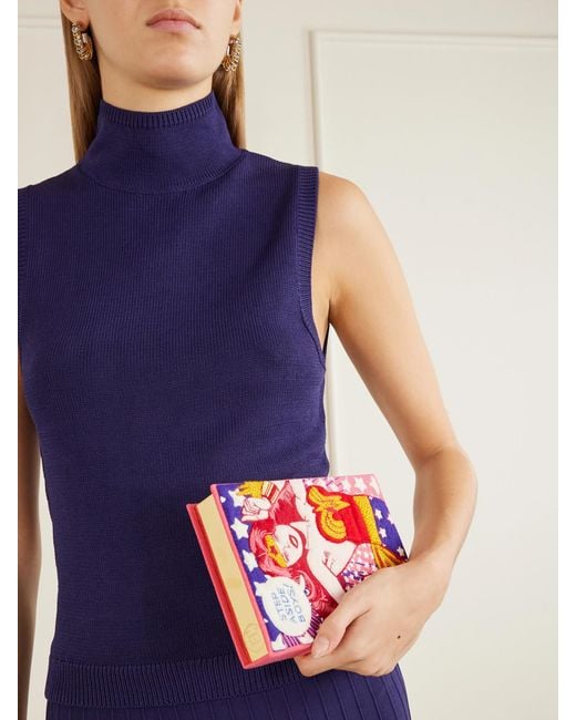 Olympia Le-Tan White Wonder Embroidered Canvas Clutch