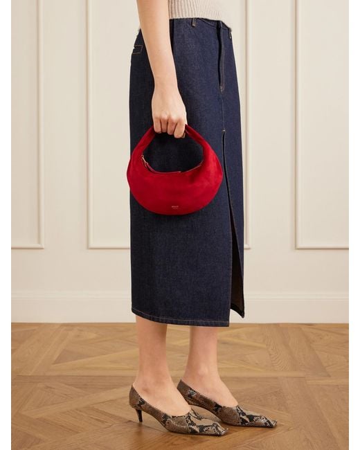 Khaite Red Olivia Mini Suede Shoulder Bag