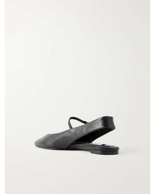 Totême White Leather Mary Jane Slingback Ballet Flats