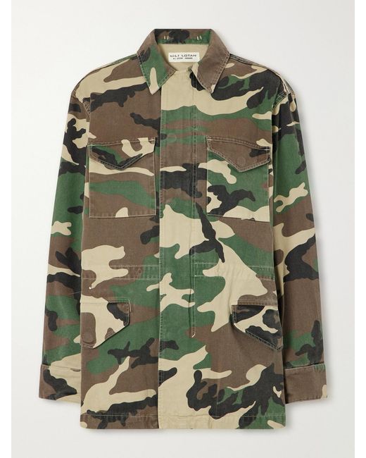 Nili Lotan Green Sacha Camouflage-Print Cotton-Drill Jacket