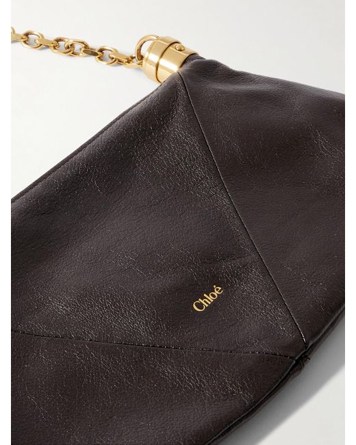 Chloé Black Foulard Schultertasche Aus Strukturiertem Leder Mit Troddel