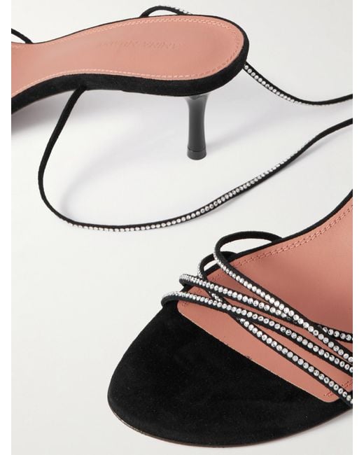 AMINA MUADDI Metallic Lori Lace Up Sandalen Aus Veloursleder Mit Kristallen