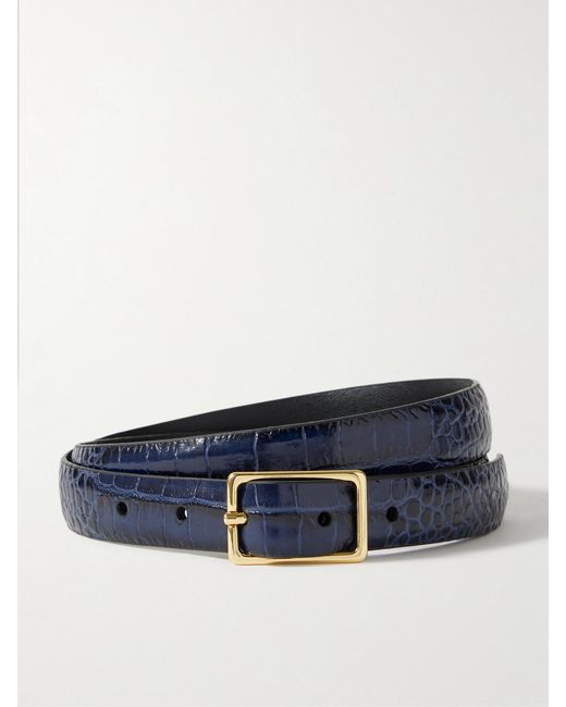 Andersons Blue Croc-Effect Leather Belt