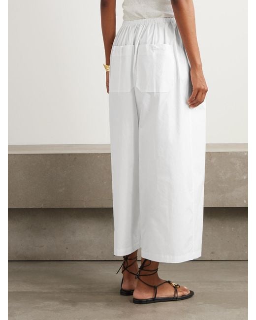 Proenza Schouler White Kayla Cropped Cotton-Poplin Wide-Leg Pants