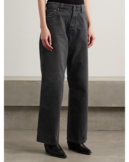 Khaite Black Winslow Mid-Rise Straight-Leg Jeans