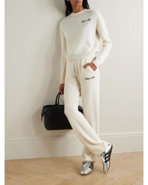 Sporty & Rich Natural Vendome Cashmere And Wool-Blend Track Pants