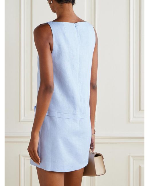 Posse Blue Harper Bow-Detailed Linen Mini Dress