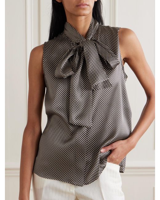 Tom Ford Gray Schluppenbluse Aus Satin Aus Einer Seidenmischung Mit Punkten