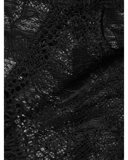 Kiki de Montparnasse Black Dahlia Tulle-Trimmed Stretch-Lace Briefs