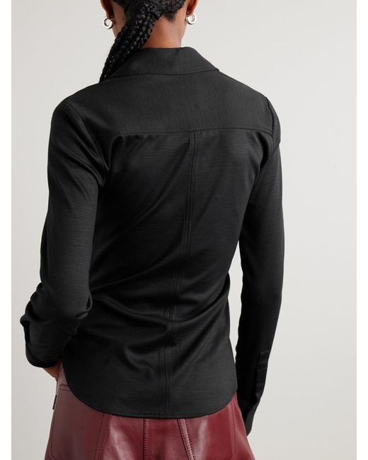 Isabel Marant Black Romea Ruched Wool-Jersey Shirt