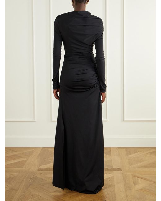 Victoria Beckham Black Draped Stretch-Jersey Gown