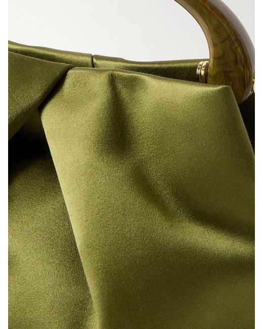 Dries Van Noten Green Mittelgroße Schultertasche Aus Satin Mit Falten