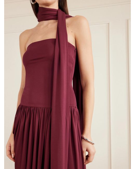 Esse Studios Red Solina Strapless Satin Maxi Dress
