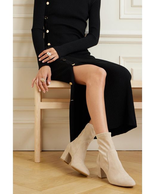 Stuart Weitzman Natural Yuliana Suede Sock Boots