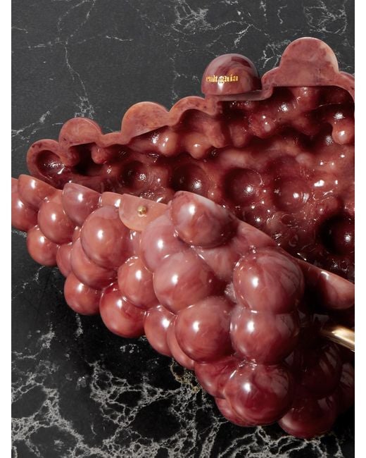 Cult Gaia Red Grape Resin And-Tone Clutch