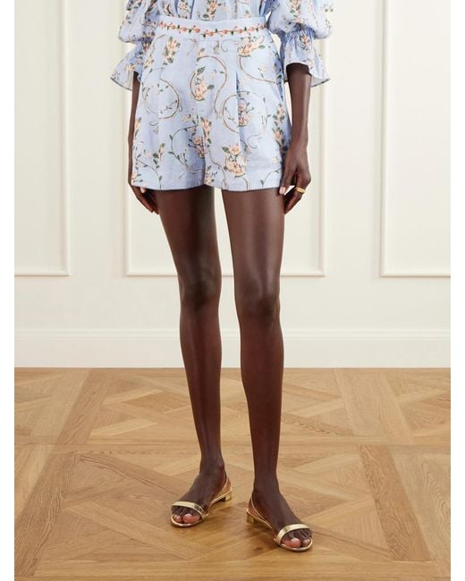 Agua Bendita Blue Maratea Navegante Printed Linen Shorts