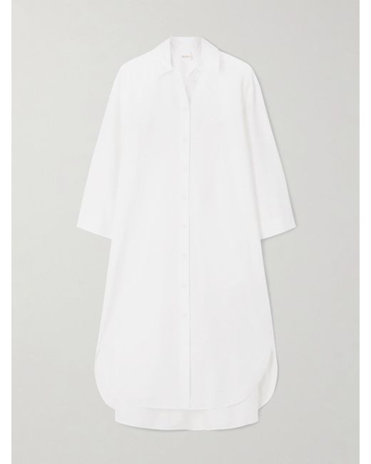 Max Mara White Sella Midi-Hemdblusenkleid Aus Popeline Aus Einer Baumwollmischung