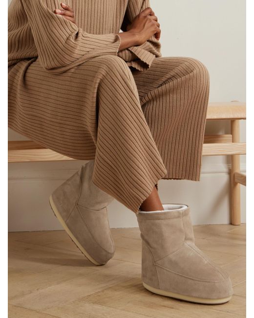 Moon Boot Natural Icon Low Schneestiefel Aus Veloursleder
