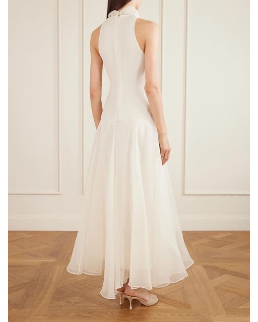 Brunello Cucinelli White Halterneck Silk Maxi Dress