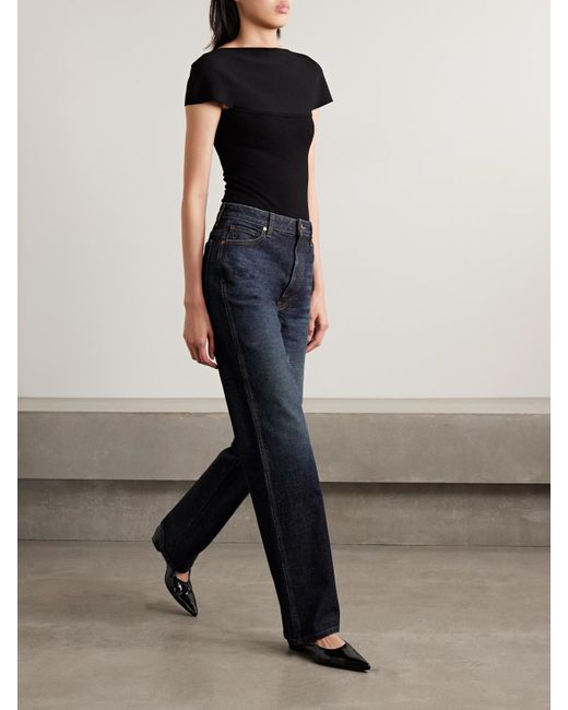 Khaite Blue Danielle High-Rise Straight-Leg Jeans