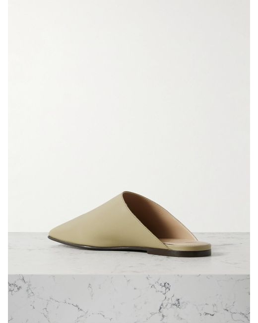 Loro Piana Green Alba Leather Slippers