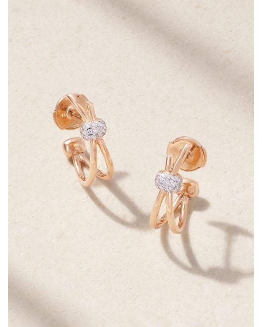 Pomellato Natural Together Rhodium-Plated And 18-Karat Rose Diamond Earrings