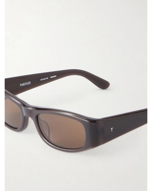 THISTLES Brown The Suede Square-Frame Acetate Sunglasses
