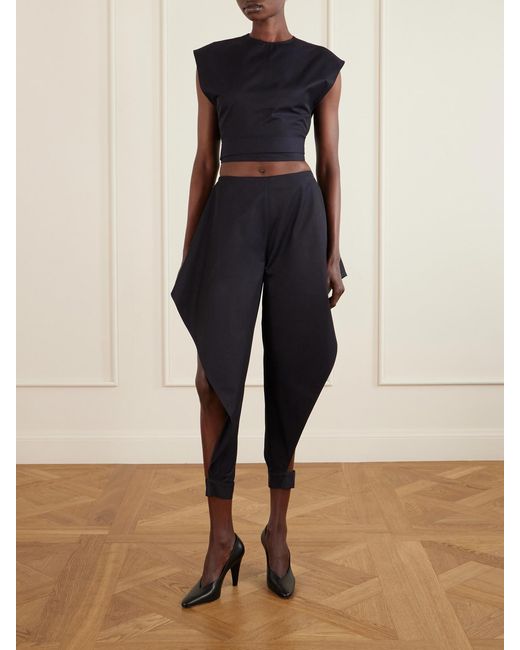 Alaïa Blue Triangle Cotton-Gabardine Wide-Leg Pants