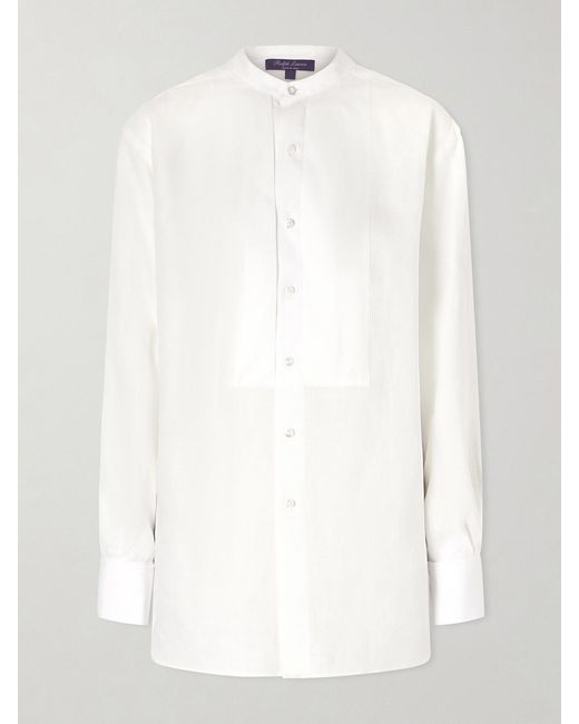 Ralph Lauren White Kirstin Hemd Aus Leinen Mit Baumwollbesätzen