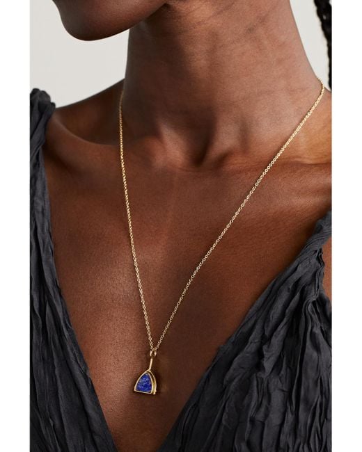 Mateo Natural Flip 14-Karat, Lapis Lazuli And Diamond Necklace