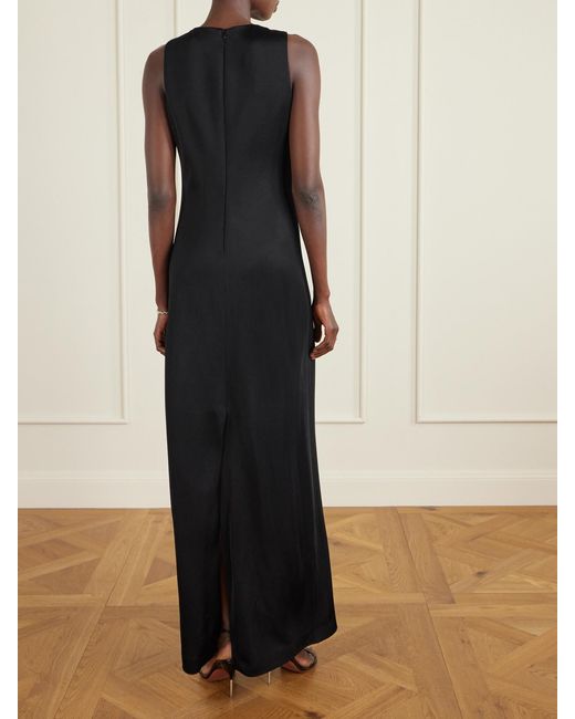 Veronica de Piante Black Carmen Satin-Jersey Maxi Dress