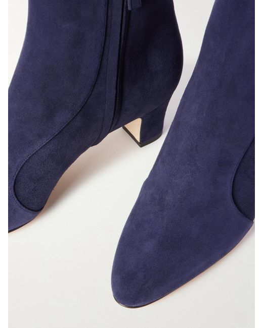 Manolo Blahnik Blue Myconia 50 Suede Ankle Boots