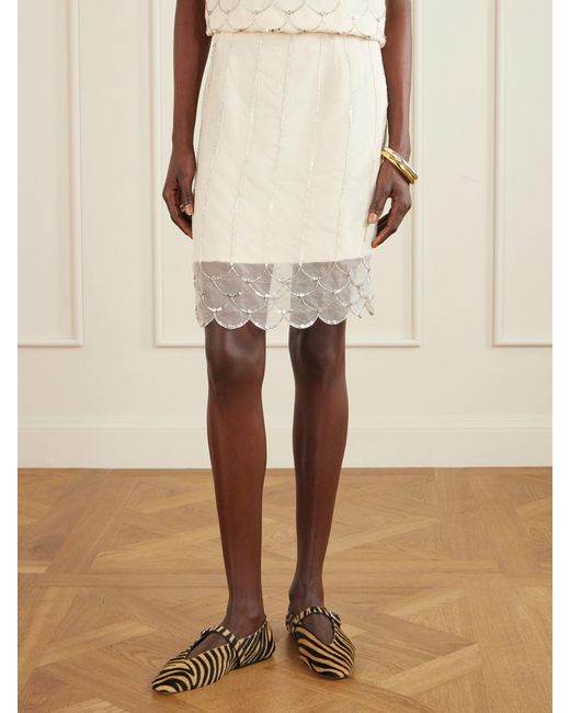 Wales Bonner Natural Triumph Embellished Silk-Organza Skirt