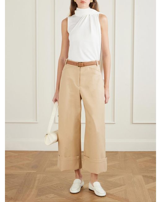 Another Tomorrow Natural Organic Cotton High-Rise Wide-Leg Pants