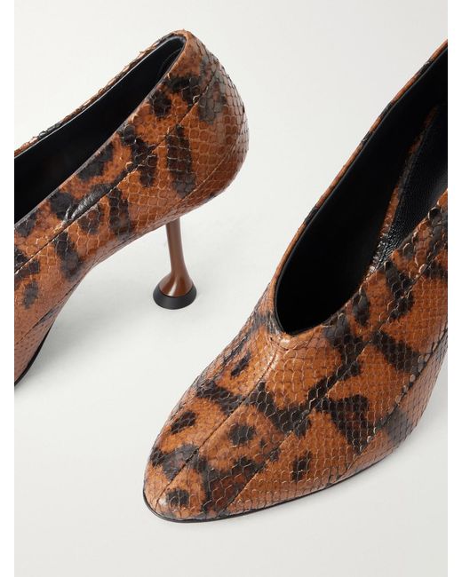Proenza Schouler Brown Tee 85 Snake-Effect Leather Pumps