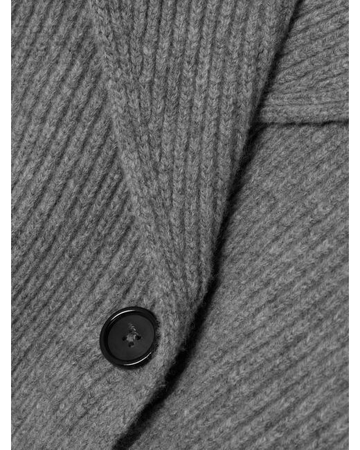 Totême Gray Oversized Ribbed Wool Cardigan