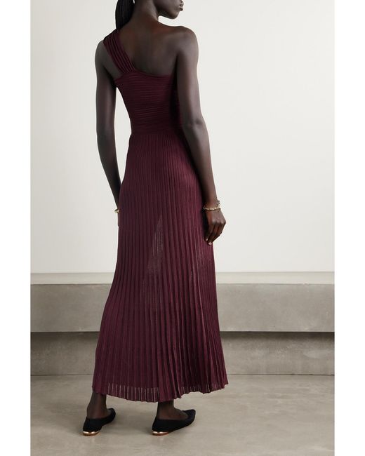 Gabriela Hearst Purple Altura One-Shoulder Cutout Ribbed Silk-Jersey Maxi Dress