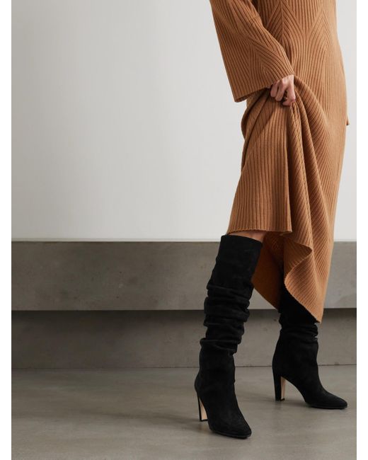 Manolo Blahnik Black Calassohi 90 Suede Knee Boots